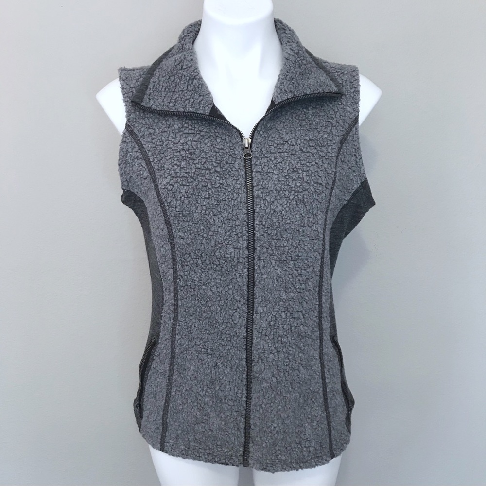 Kuhl Gray Wool Blend Vest Fleece Sherpa Full Zip